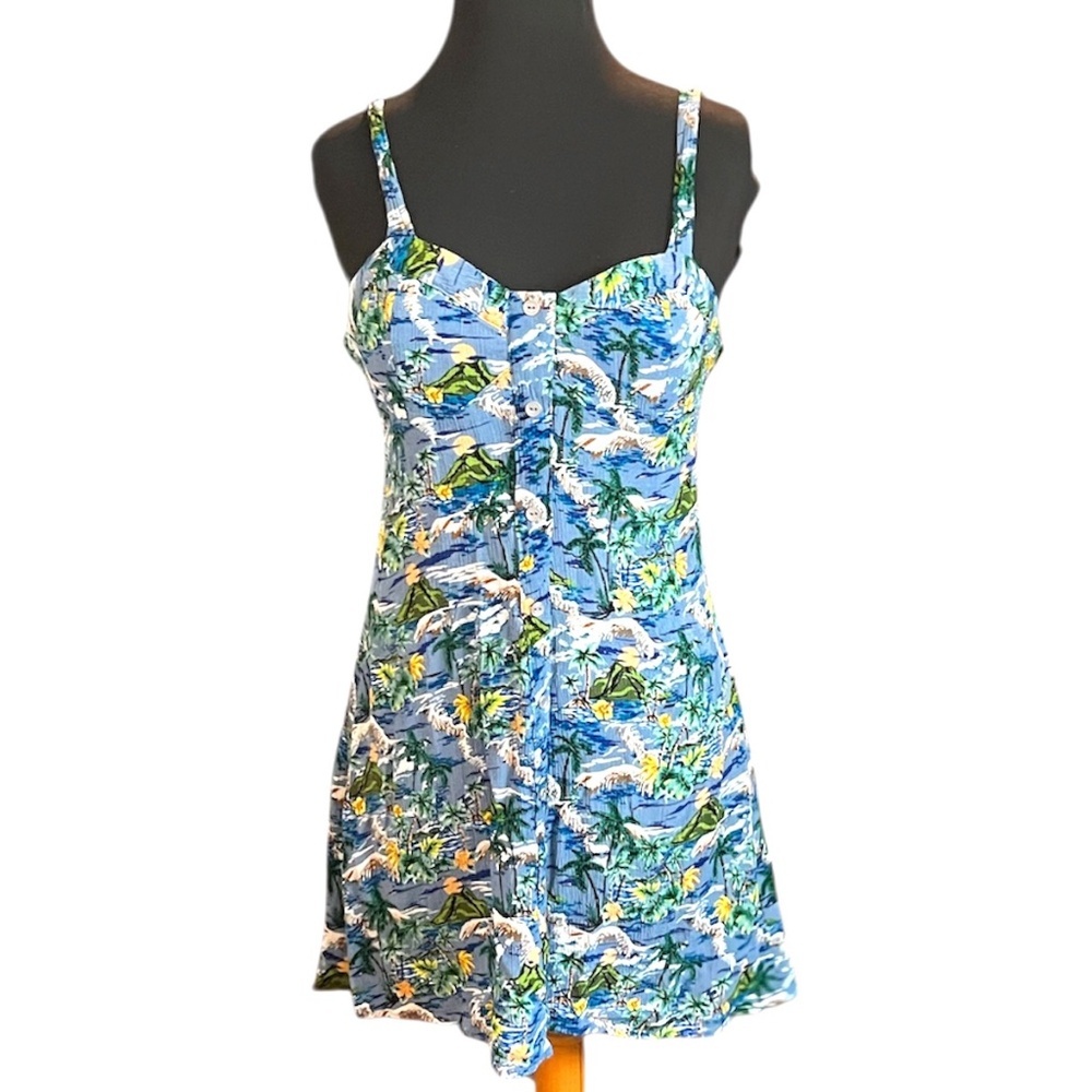 Wild Fable Haiwain Print Women's Blue‎ and GreenSundress, Size Small